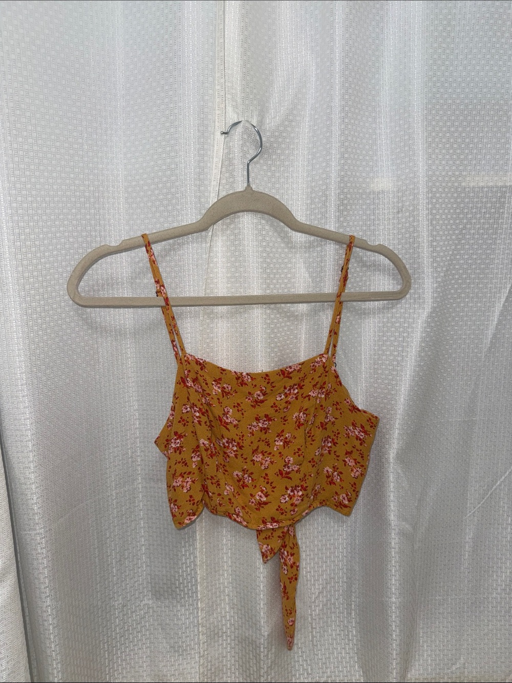 Aeropostale Mustard Floral Tie-Front Camisole